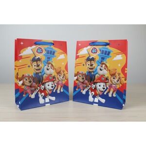 Paw Patrol Large Birthday Gift Bags‎ Blue Ribbon Handles Lot of 2 12.5x10.5